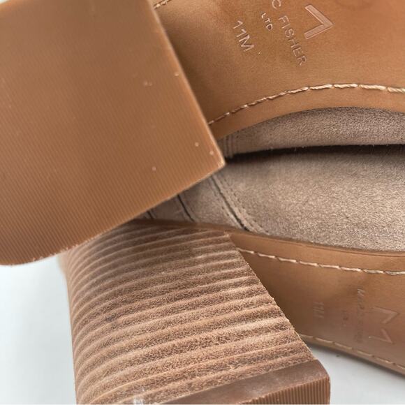 NEW MARC FISHER Boots Oshay Ankle Bootie Dark Walnut Stacked Heel Suede Size 11 - Picture 12 of 15